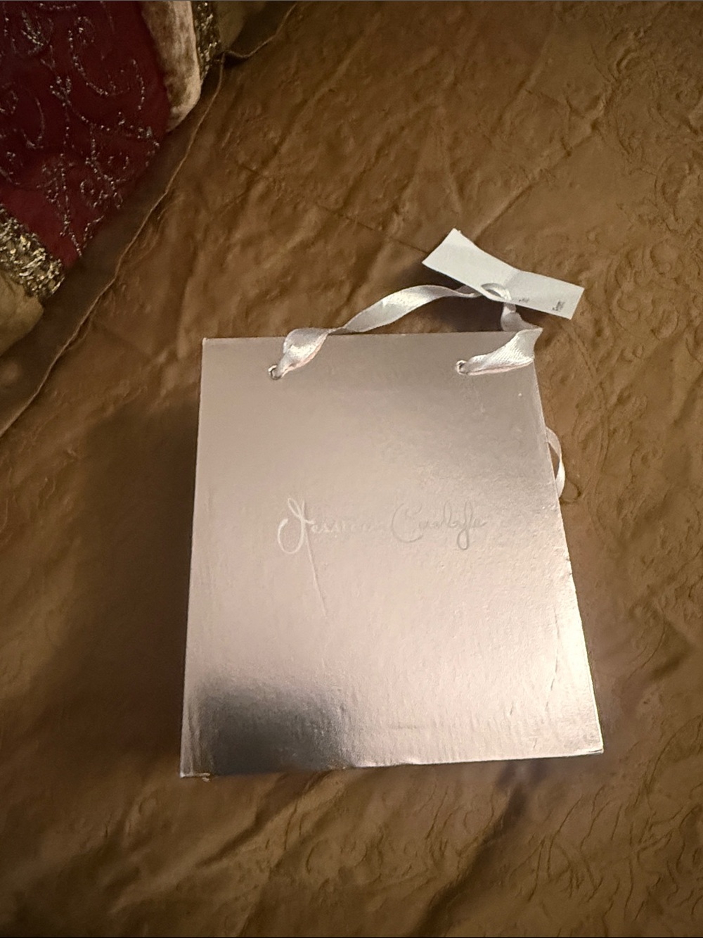 Silver Gift Tote Bag with Ribbon Handles